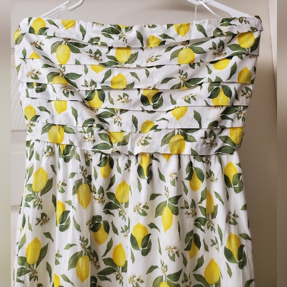 Lemon 🍋 Print "Francesca's" Tonia Strapless Midi Dress NWT - Picture 6 of 7